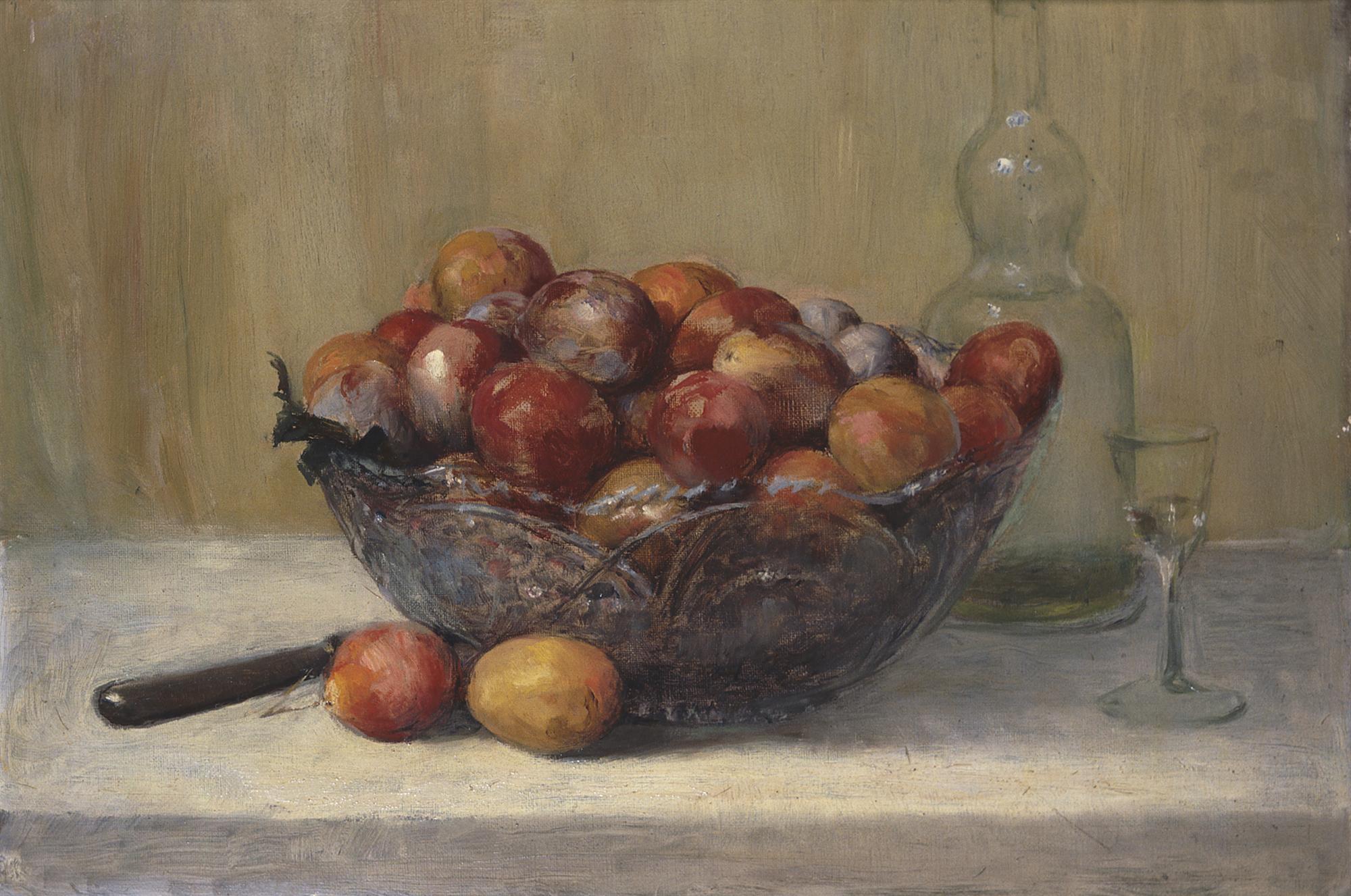 Fruit-bowl with Plums, Bottle and Liquor Glass - National Gallery