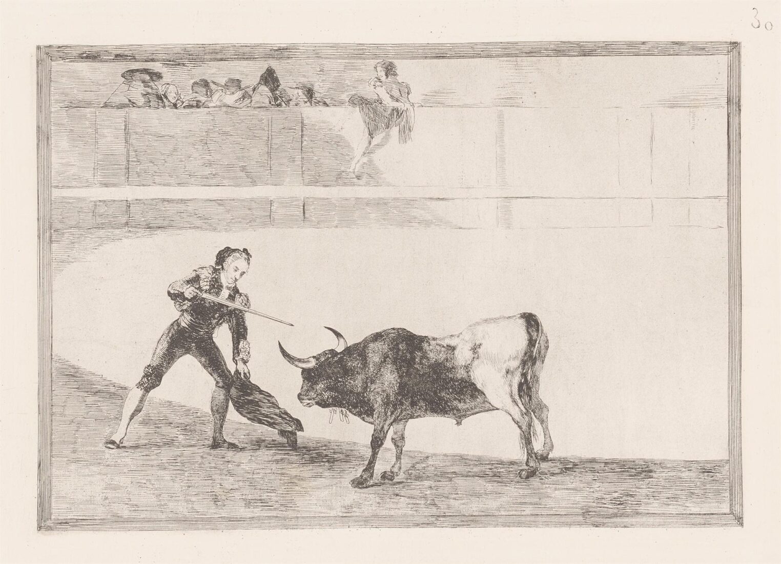 Pedro Romero killing the halted bull. (Pedro Romero matando a toro parado) - Goya y Lucientes Francisco