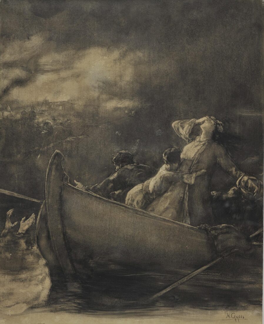 Philippos Marthas in the Boat of the Refugees Clinging to his Desperate Mother - Gyzis Nikolaos