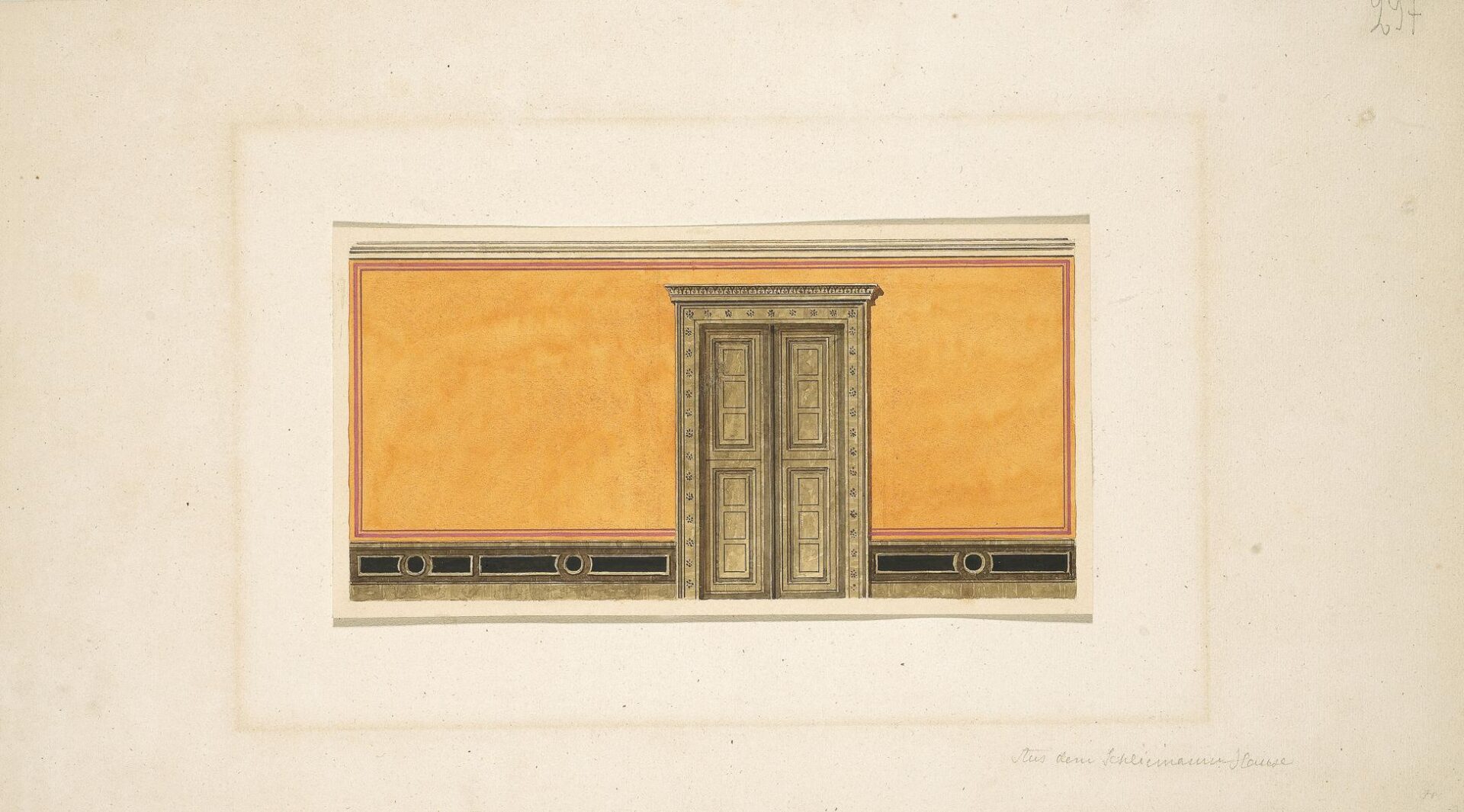 Μέγαρο Ερρίκου Σλήμαν “Ιλίου Μέλαθρον”. Διακόσμηση τοίχου με άνοιγμα πόρτας - Ziller Ernst