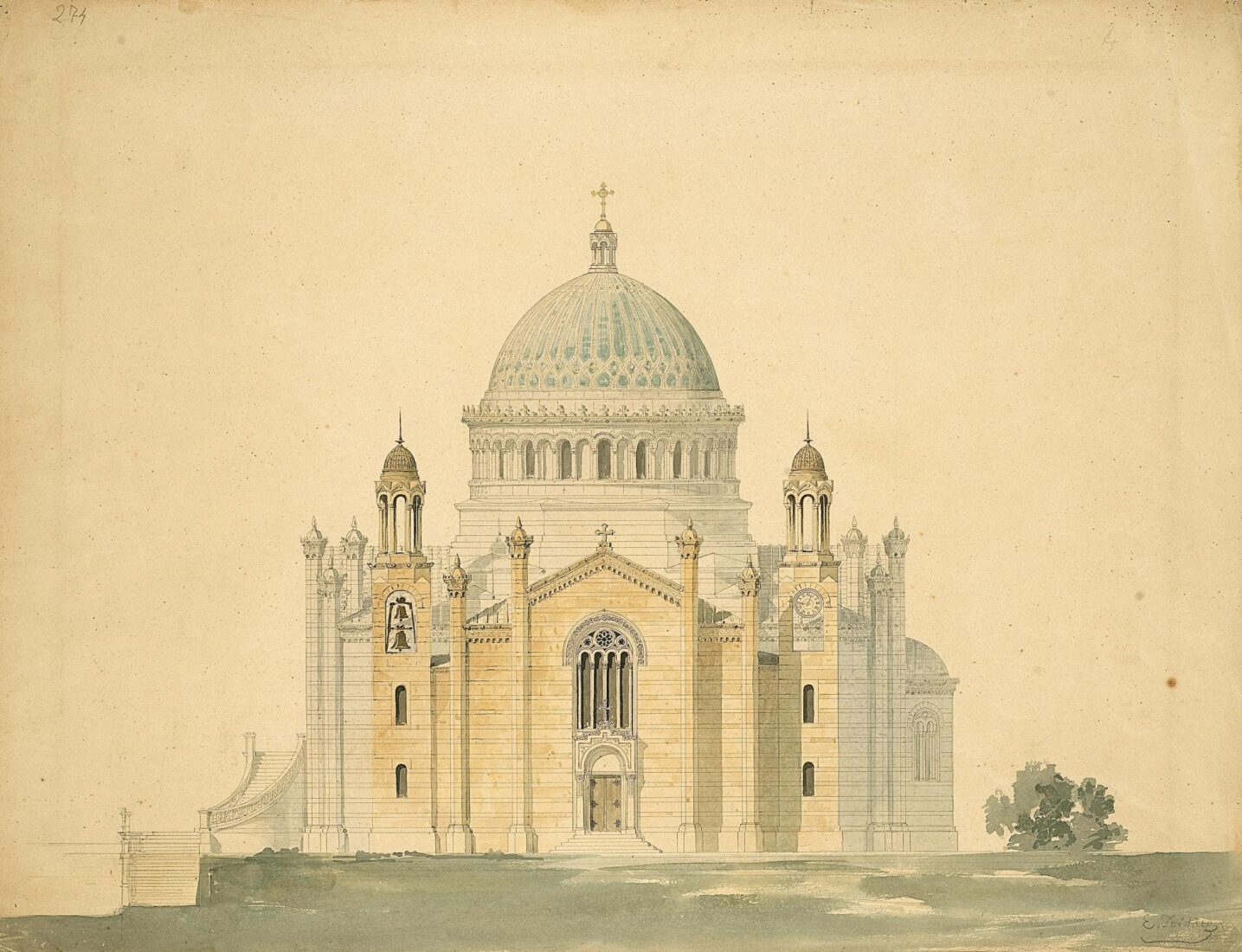 Unknown Church, Probably the Transfiguration Church or St. Saviour, Villia, Side View - Ziller Ernst