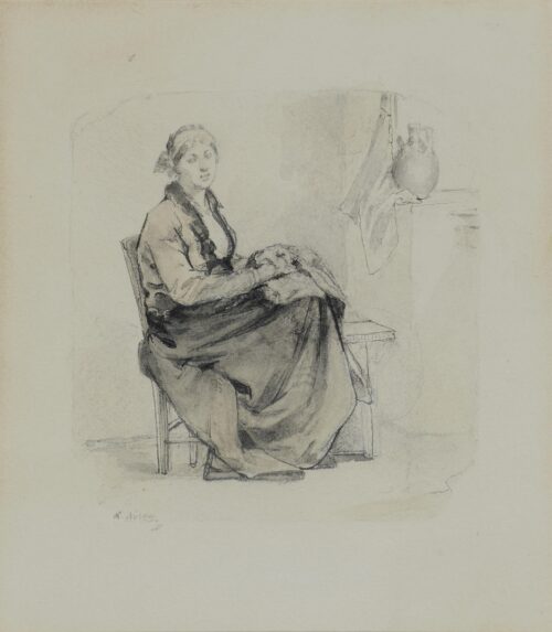 Father-Narkissos’s Wife with her Handiwork Sitting by the Fireplace - Lytras Nikephoros